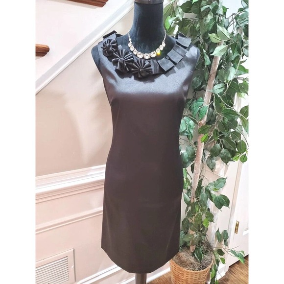 Liz Claiborne Women's Black Polyester Round Neck Sleeveless Knee Length Dress 10 - Picture 1 of 11